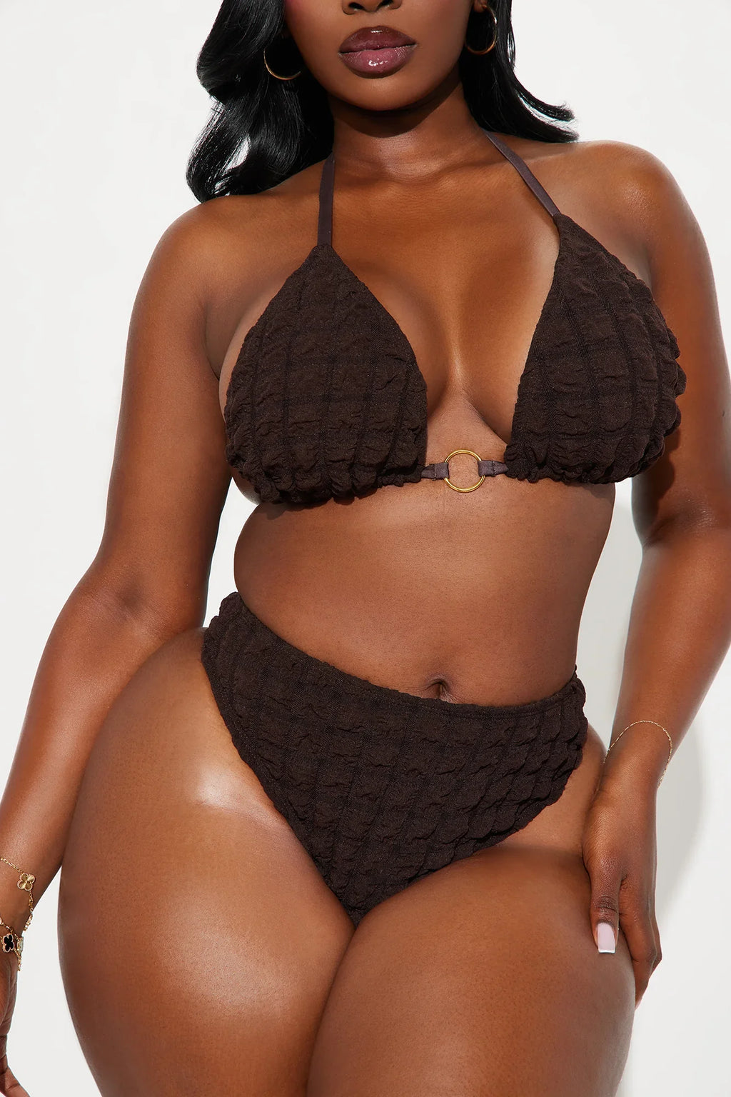 Serena Bubble 3 Piece Bikini Set - Chocolate