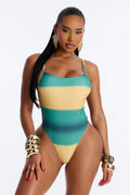 Float My Boat 1 Piece Striped Ombre Swimsuit - Green/combo