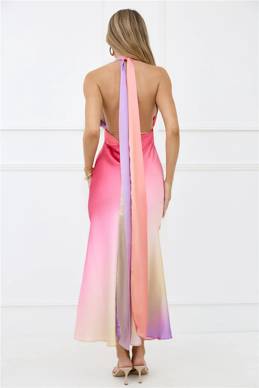 Dreams in Colour Satin Maxi Dress Multi