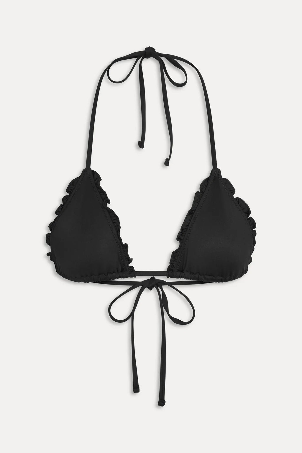 Nick Ruffle Triangle Bikini Top - Black