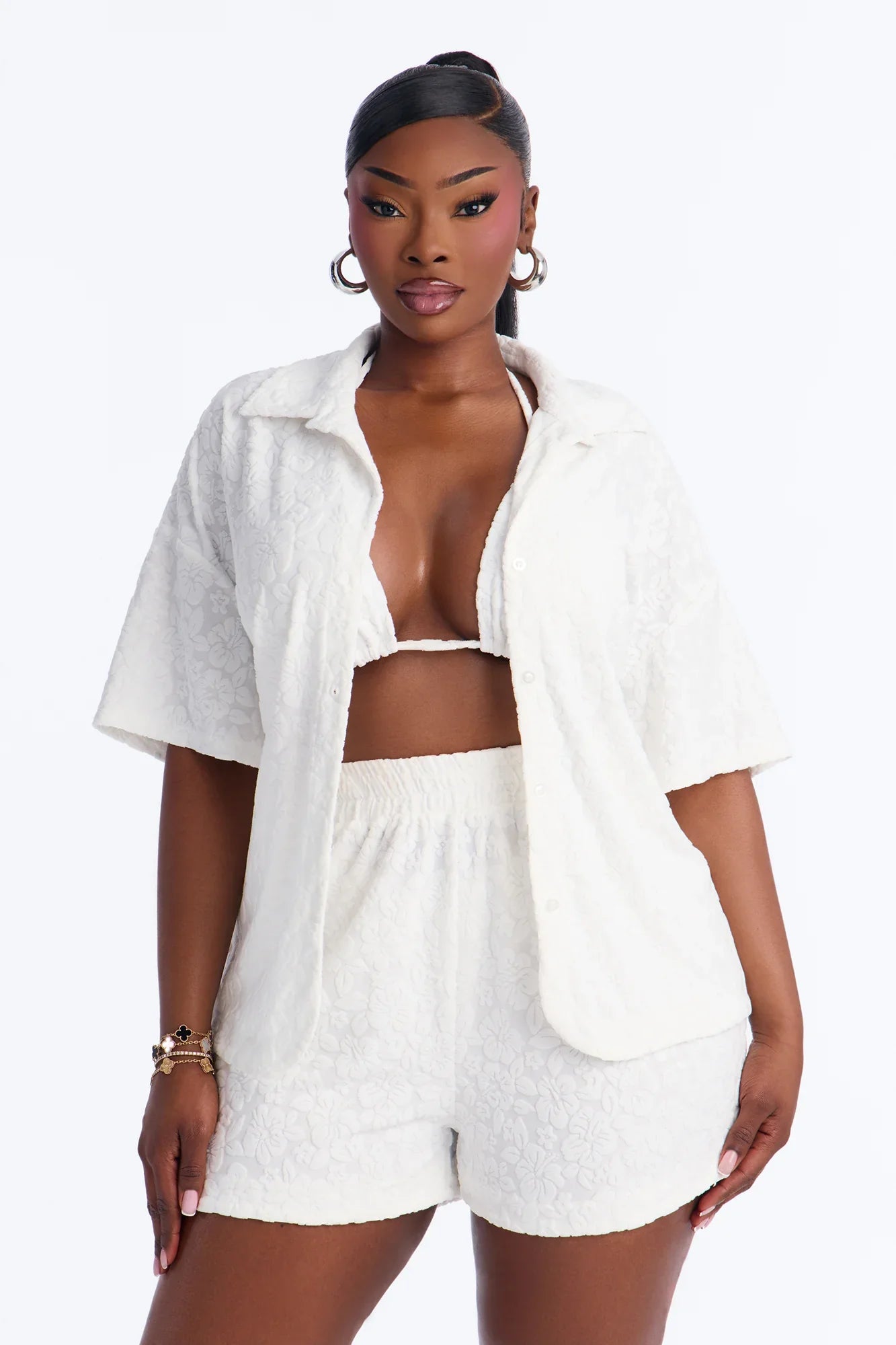 Your One And Only Bikini And Coverup Short Set - White
