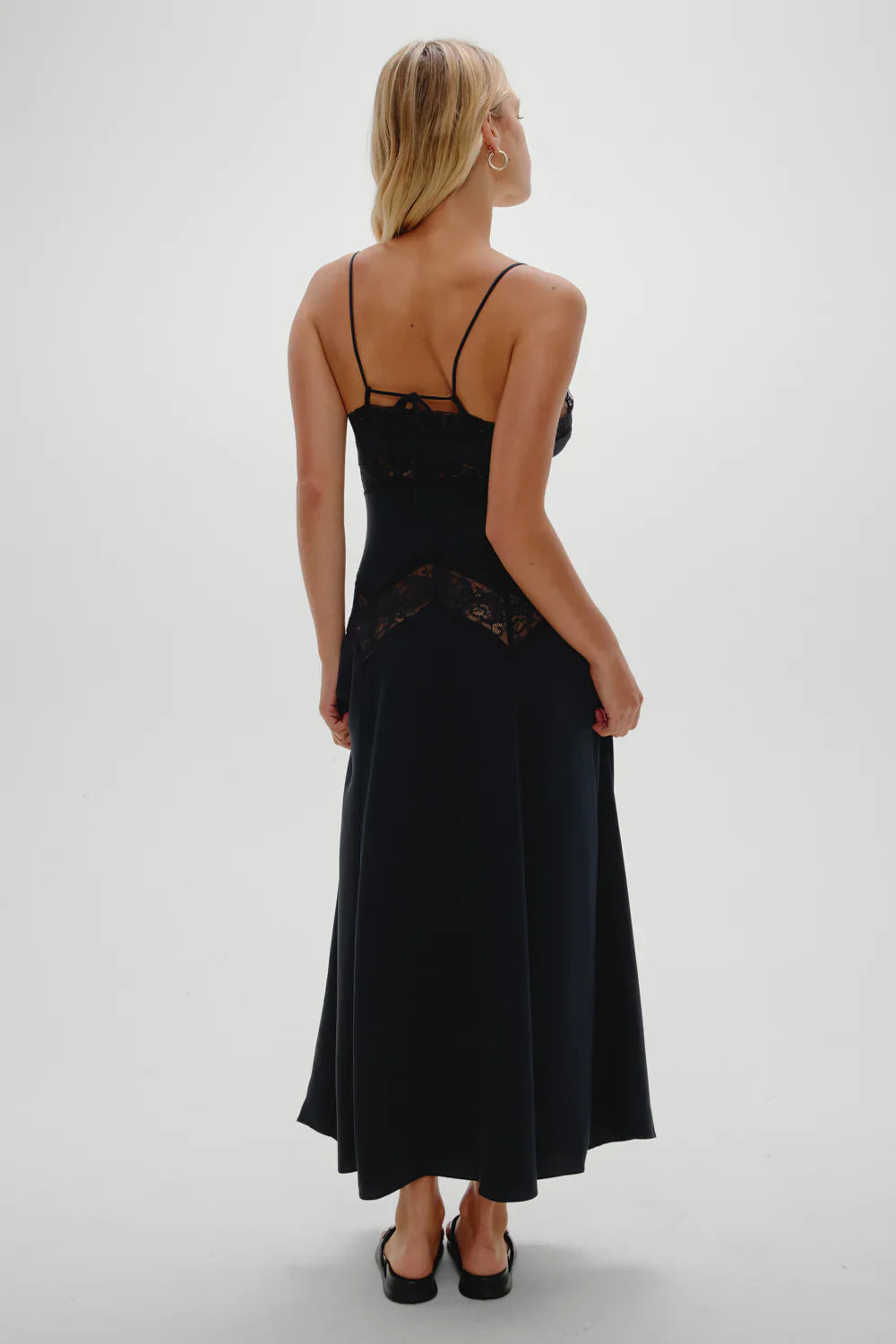Ethereal Satin Lace Maxi Dress - Meet Me At Dusk