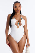 High Tides Good Vibes Stones 1 Piece Swimsuit - White