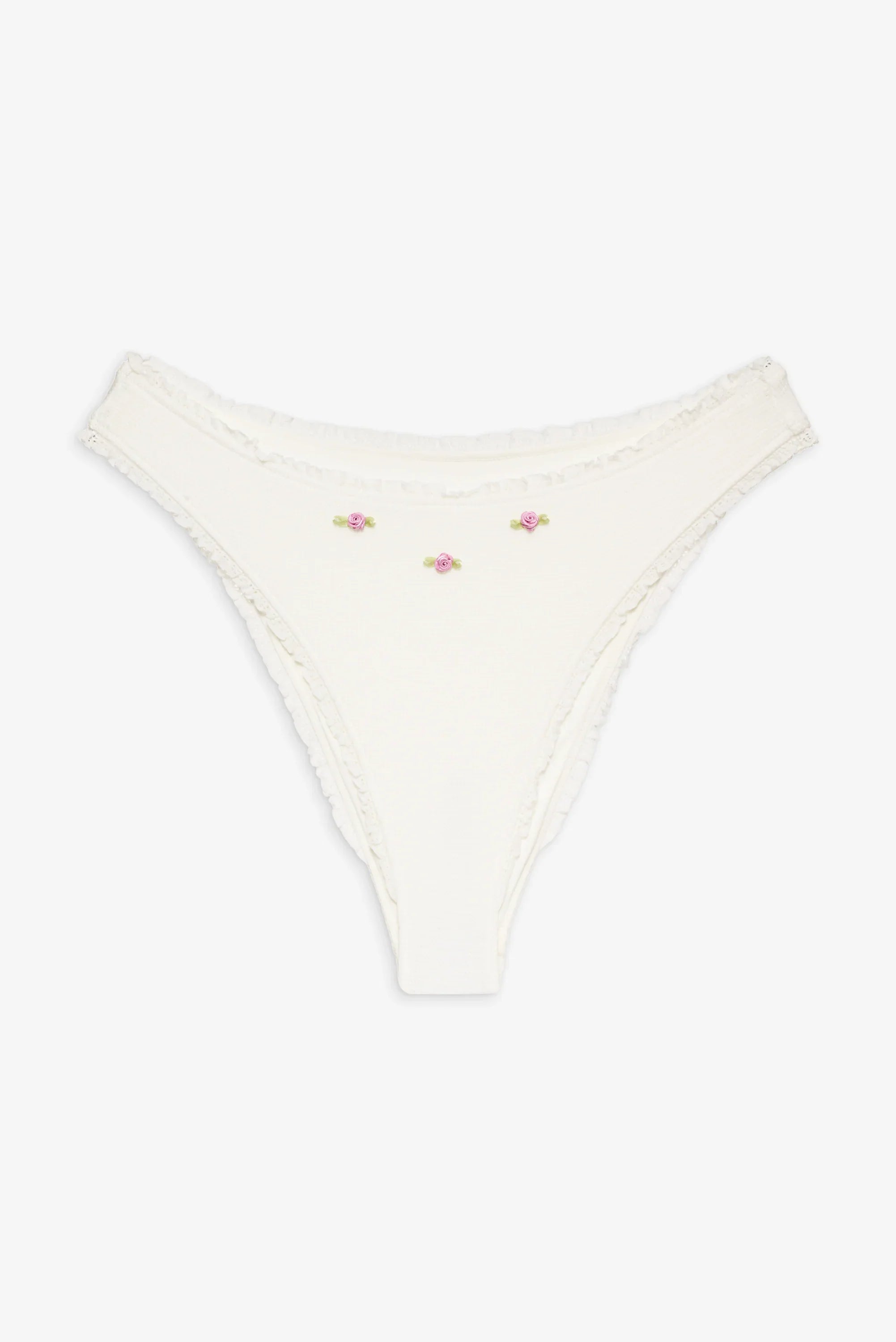 Beck High Waisted Bikini Bottom - White