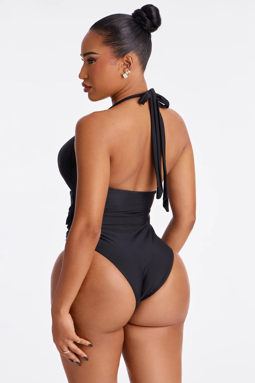 Paradise Orchid Flowers Cutout 1 Piece Swimsuit & Skirt Set - Black/combo