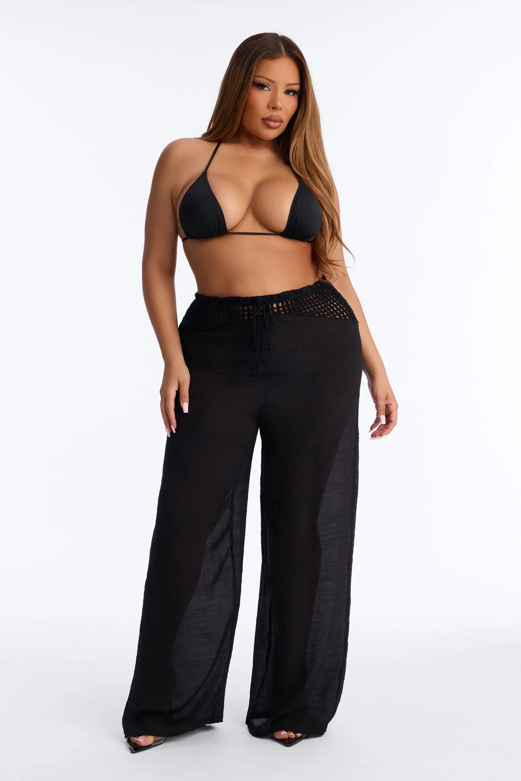 Darling Linen Swim Cover Up Pant - Black