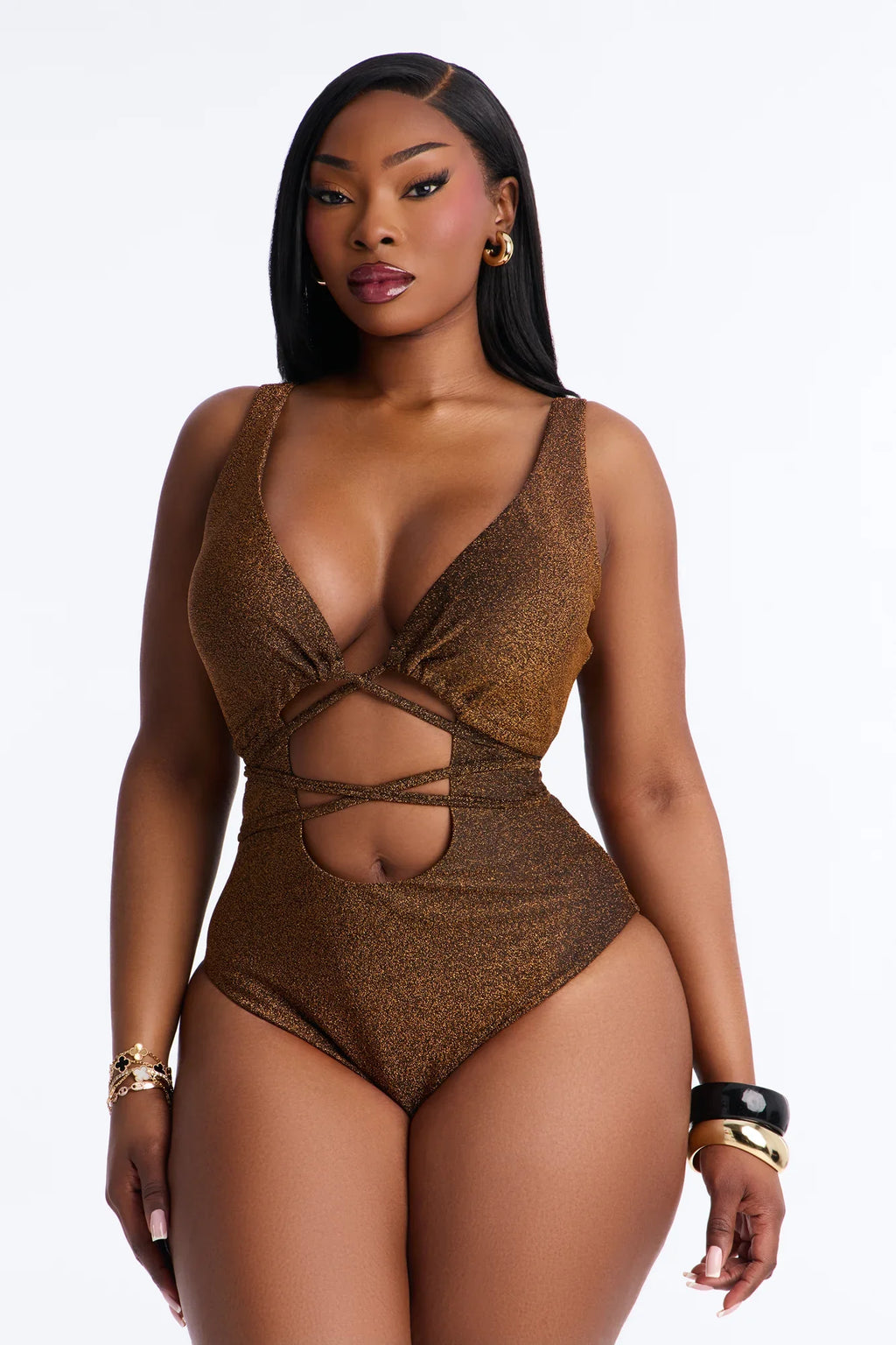 High Temperature 1 Piece Swimsuit - Bronze