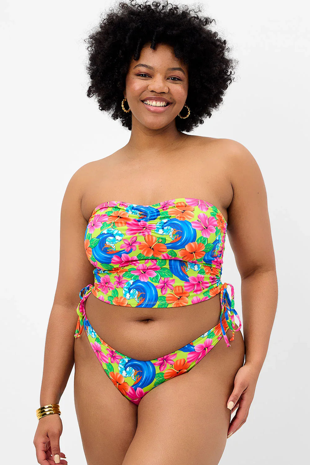 Enzo Floral Cheeky Bikini Bottom - Neon Surfer
