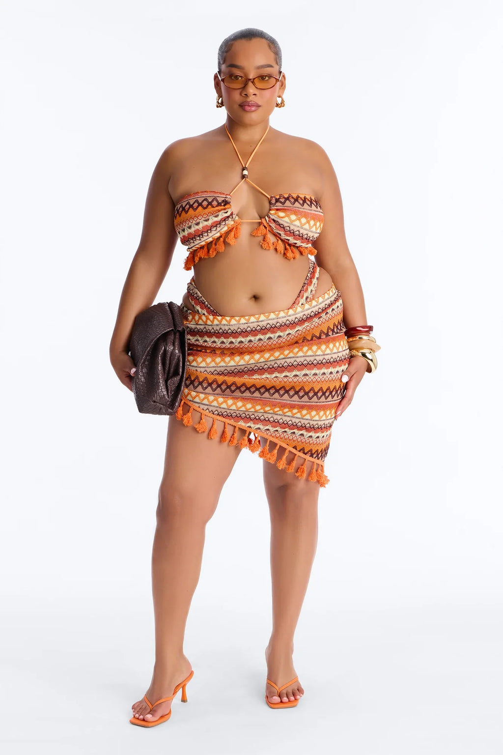Promised Forever Bikini And Sarong - Orange/combo