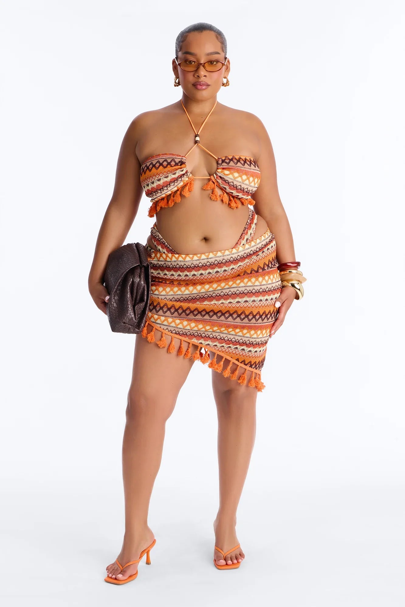 Promised Forever Bikini And Sarong - Orange/combo
