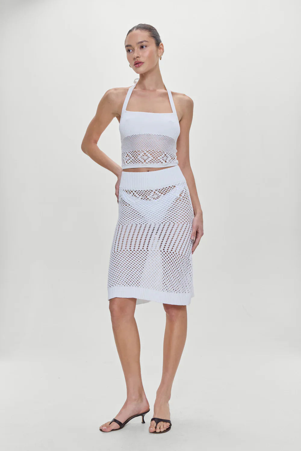 Orchard Crochet Midi Skirt - White