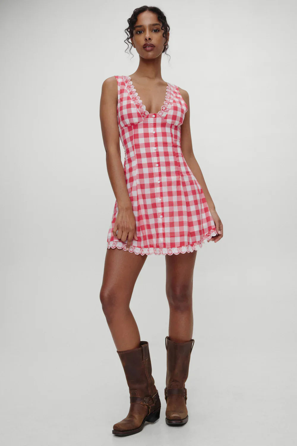 x BELLA HADID Farm Gingham Mini Dress - Malibu Picnic