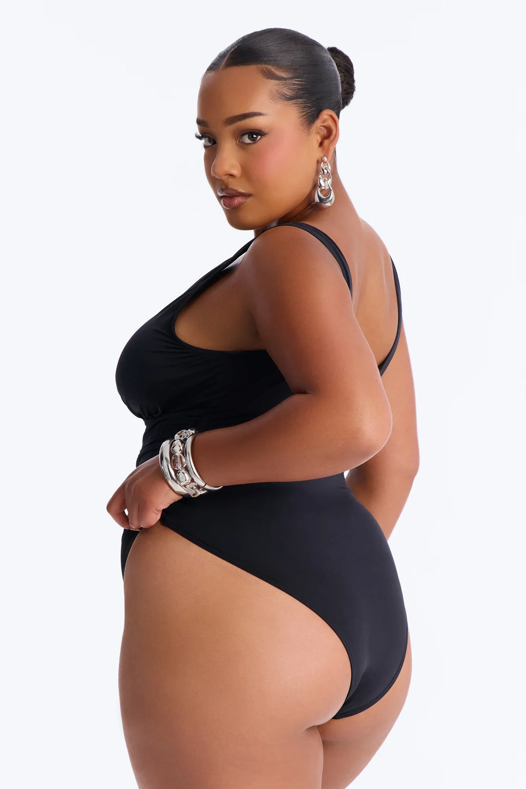 Shore Walks Ruching Hardware 1 Piece Swimsuit - Black