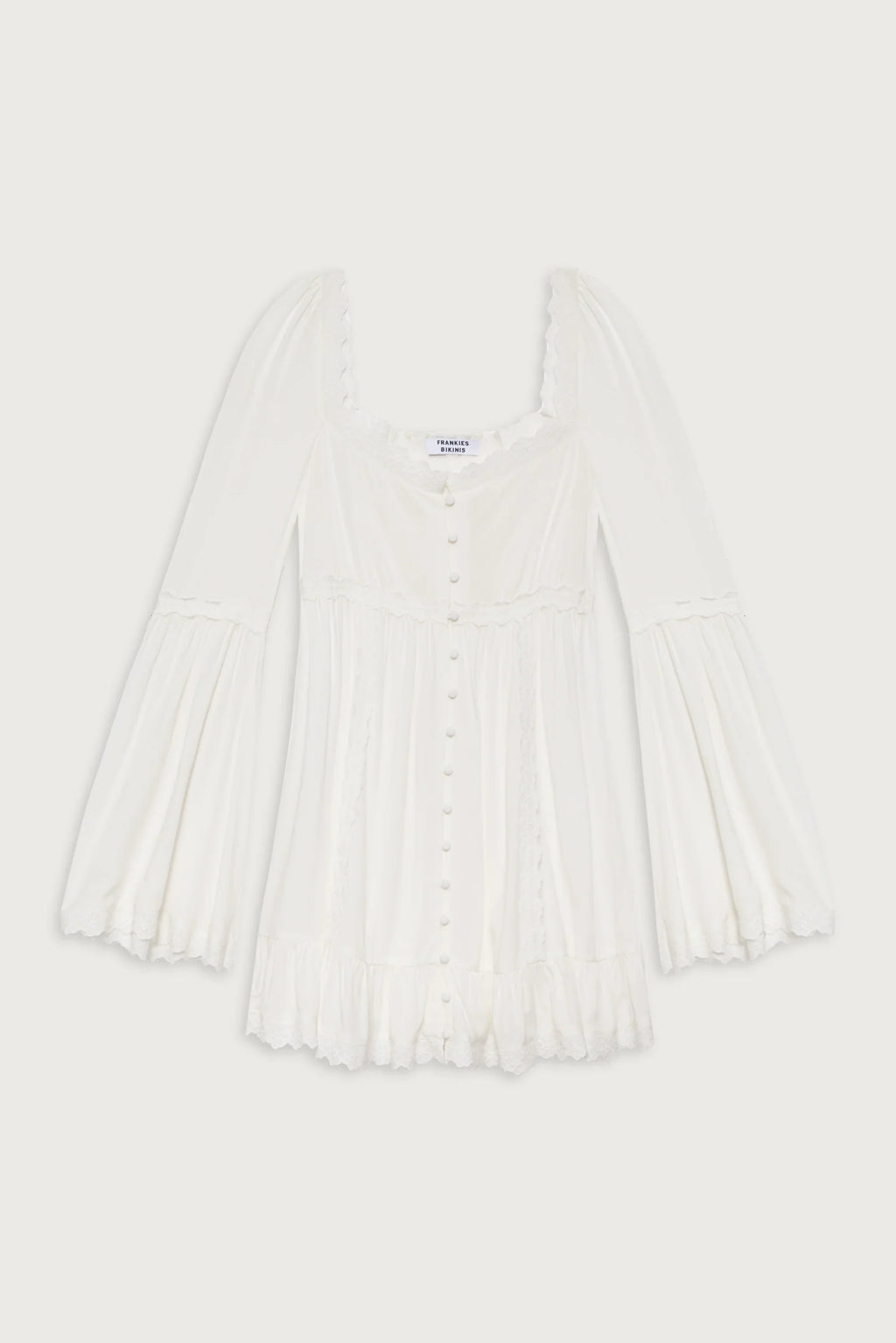 Sunflower Floral Embroidered Mini Dress - White
