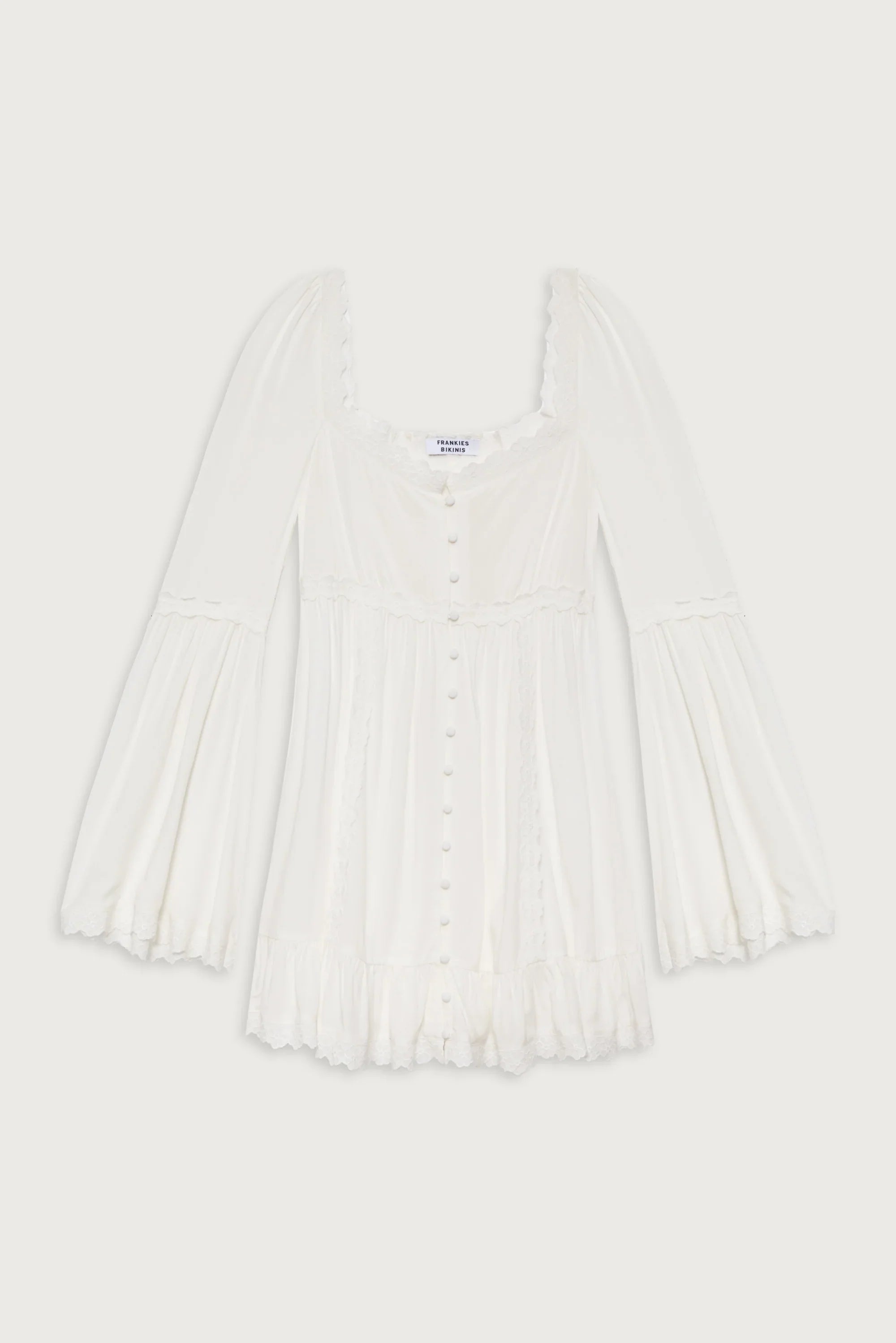 Sunflower Floral Embroidered Mini Dress - White