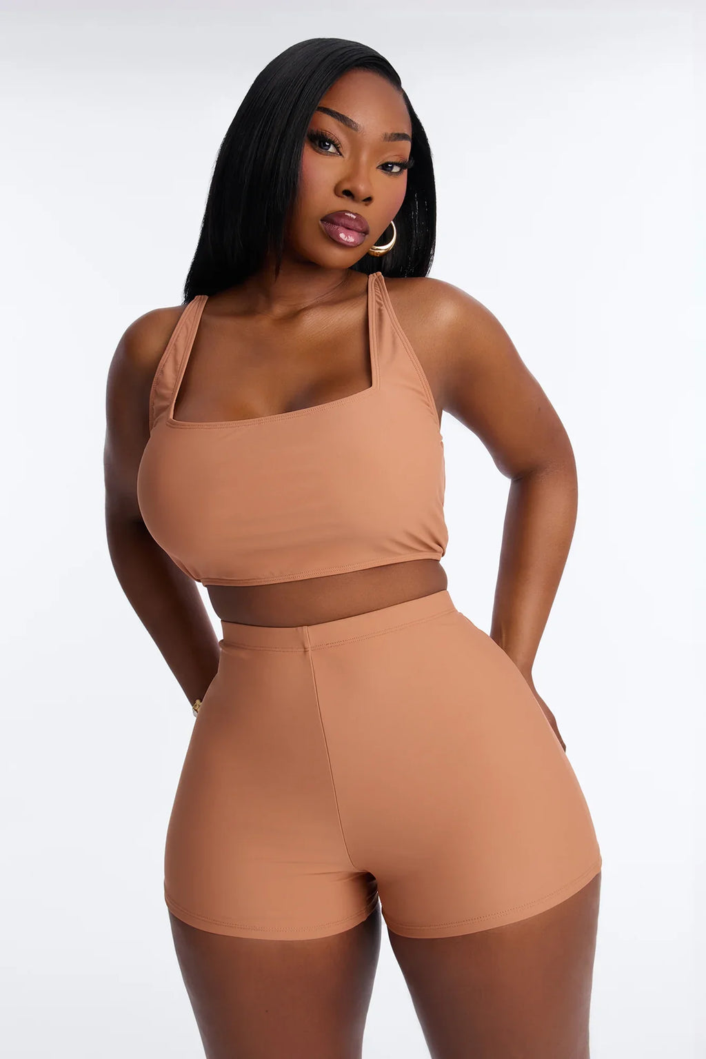 Maui Mix And Match Biker Short Bikini Bottom - Brown
