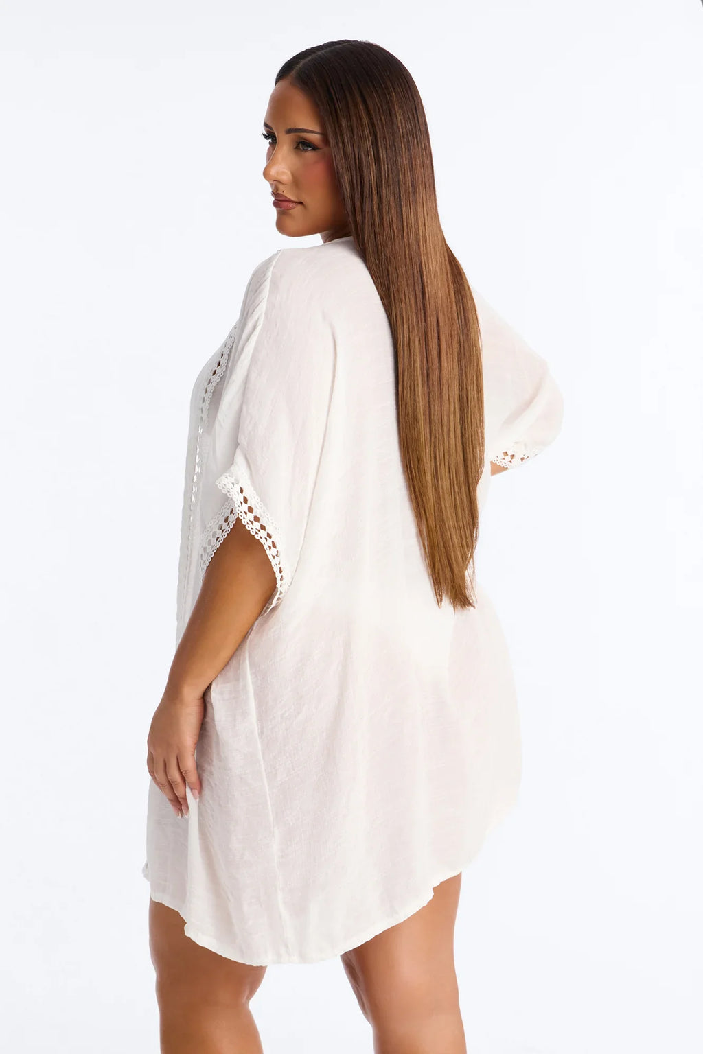Off Duty Linen Swim Cover Up Shirt - White