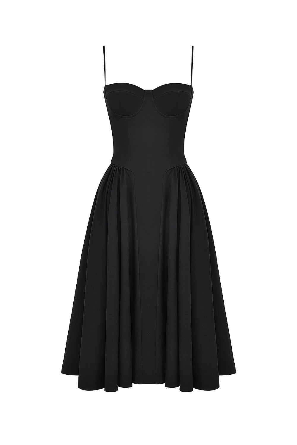 black corset midi dress
