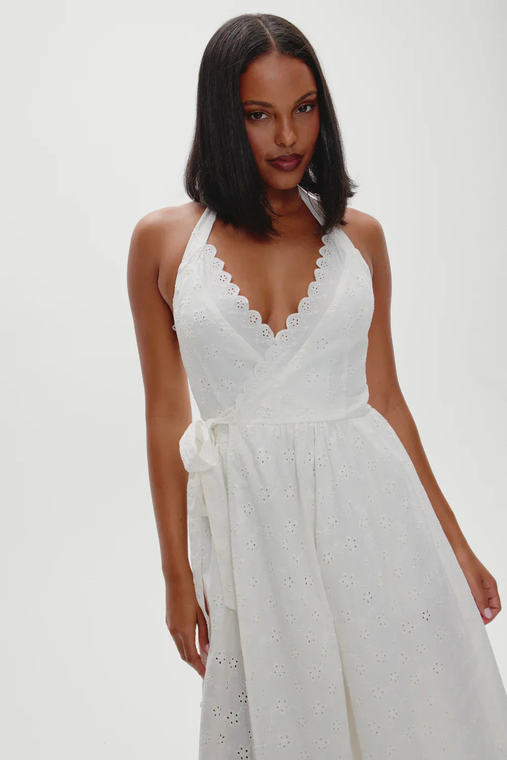 x BELLA HADID Fort Worth Fairy Midi Dress - Salt Air Eyelet