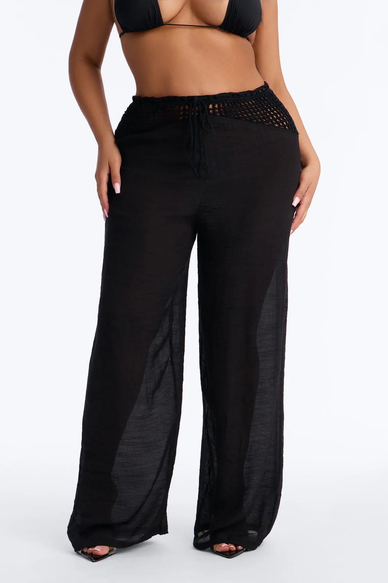 Darling Linen Swim Cover Up Pant - Black
