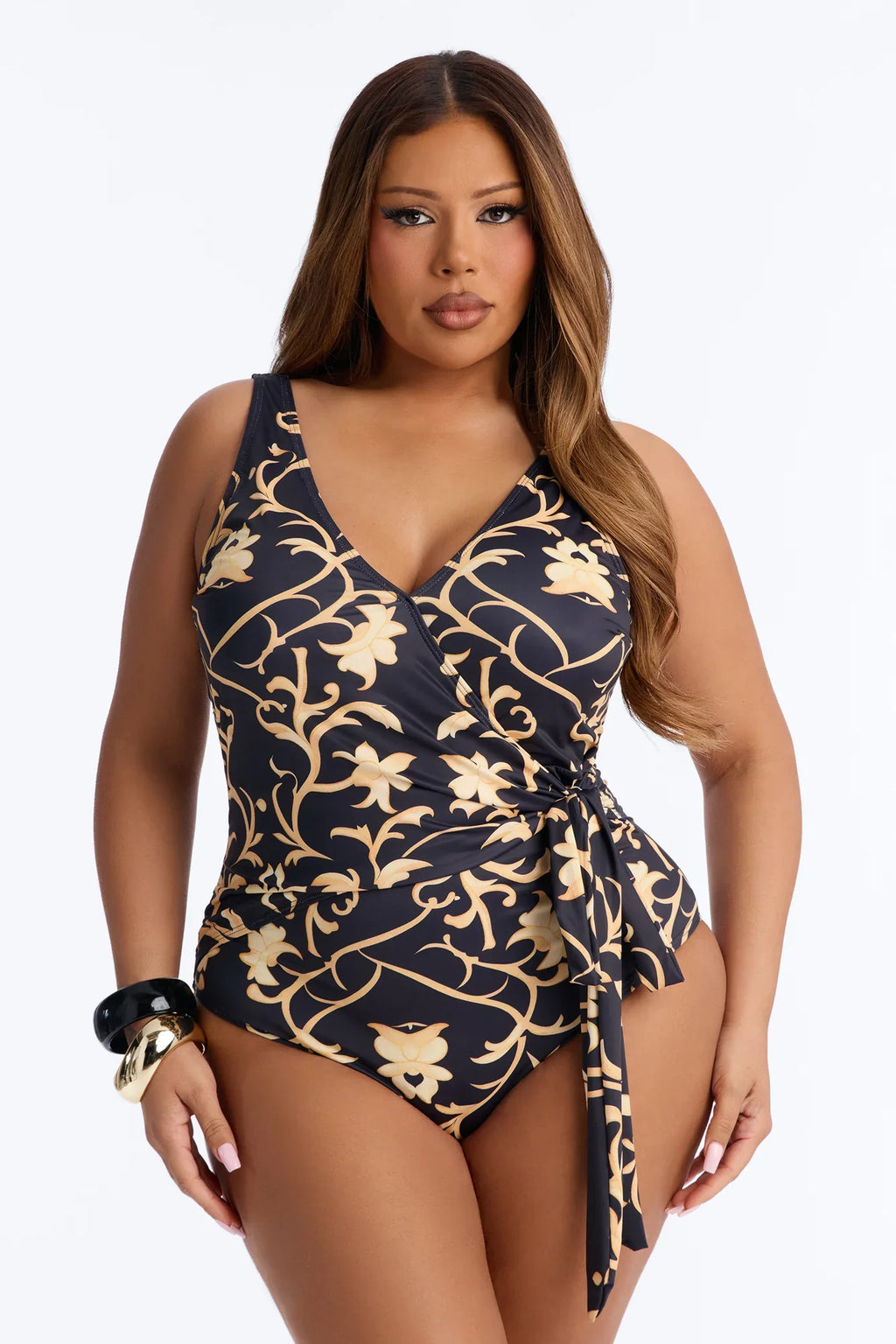 Wrapped In Summer Open Back 1 Piece Wrap Swimsuit - Black