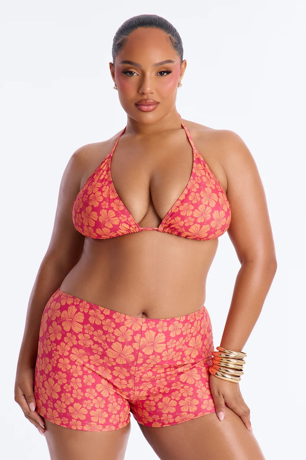 Kristy Floral 3 Piece Bikini Set - Pink/combo