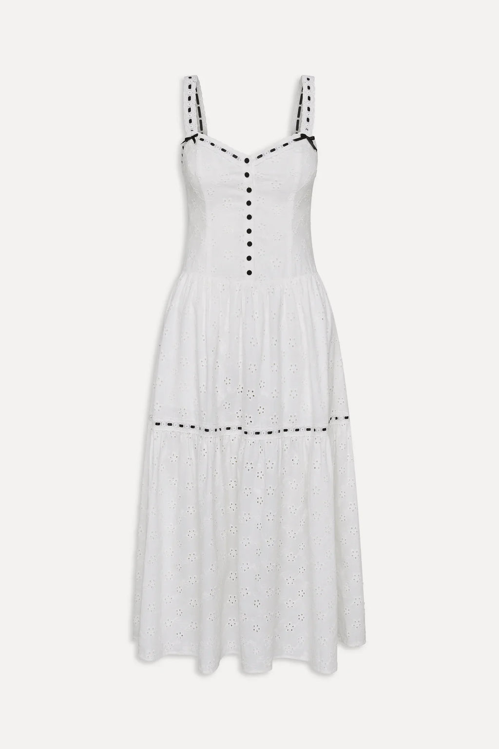 x BELLA HADID Bishop Eyelet Maxi Dress - Salt Air Eyelet