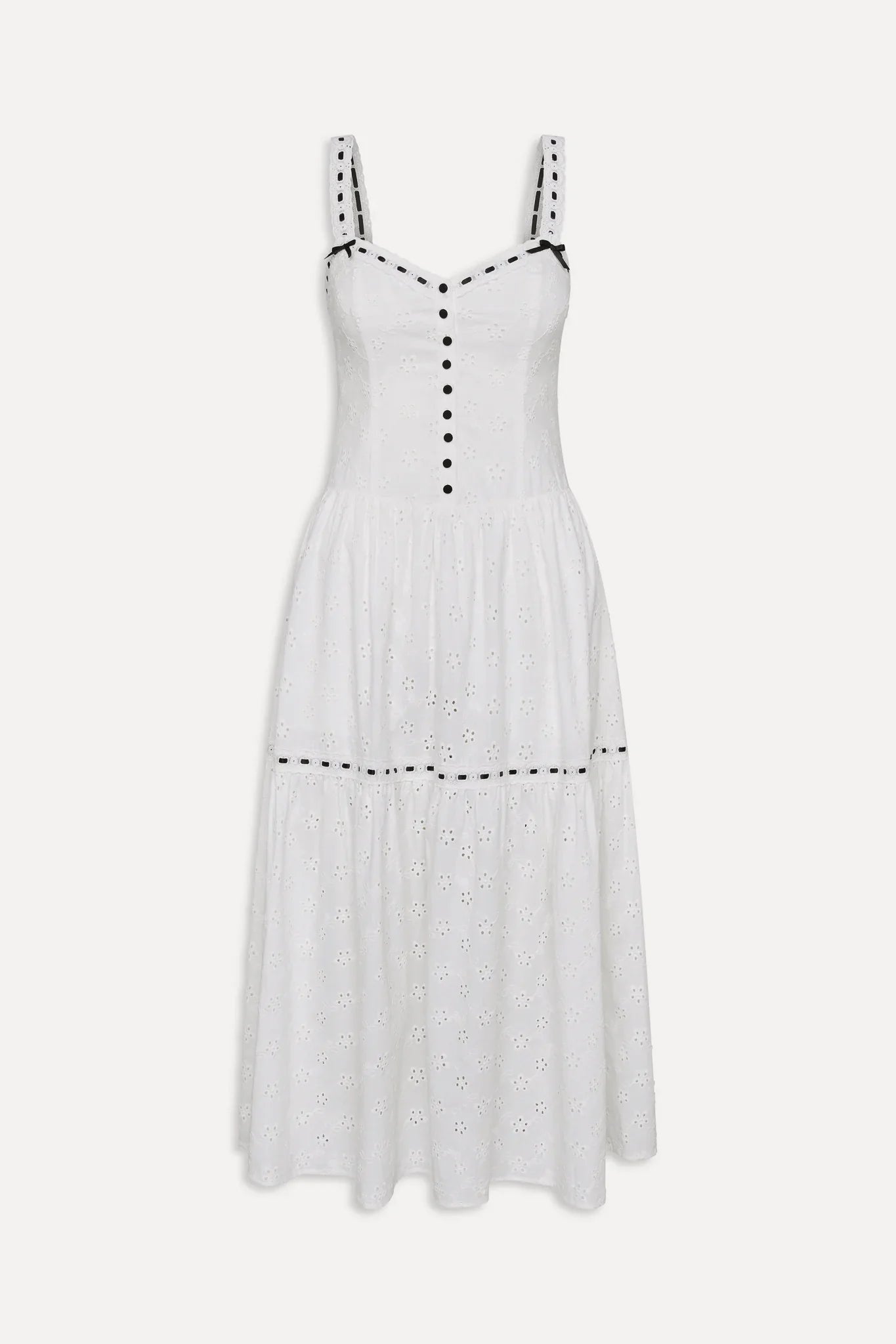 x BELLA HADID Bishop Eyelet Maxi Dress - Salt Air Eyelet
