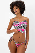 Meg Shine Tankini Bikini Top - Black Morrison Hibiscus