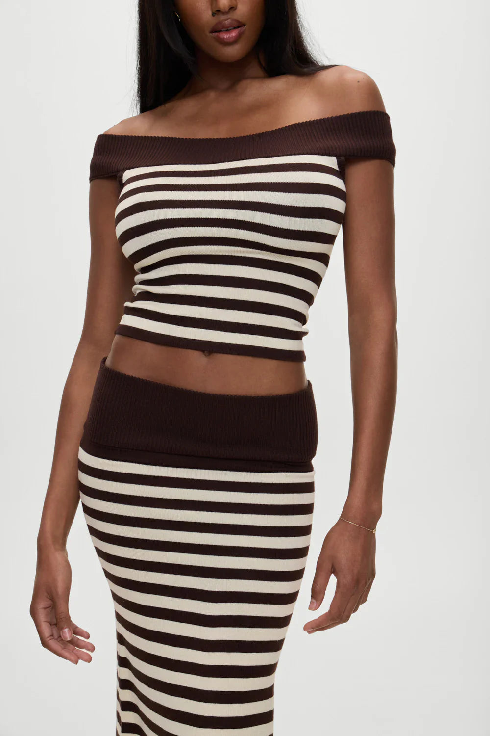 x BELLA HADID Tucker Knit Midi Skirt - Cowboy Stripe
