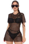 Beach Must Have Oversized Fishnet Swim Cover Up - Black
