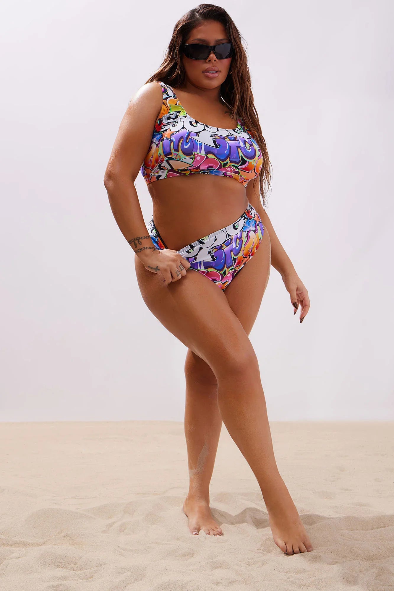 All That Graffiti High Rise 2 Piece Bikini - Multi Color