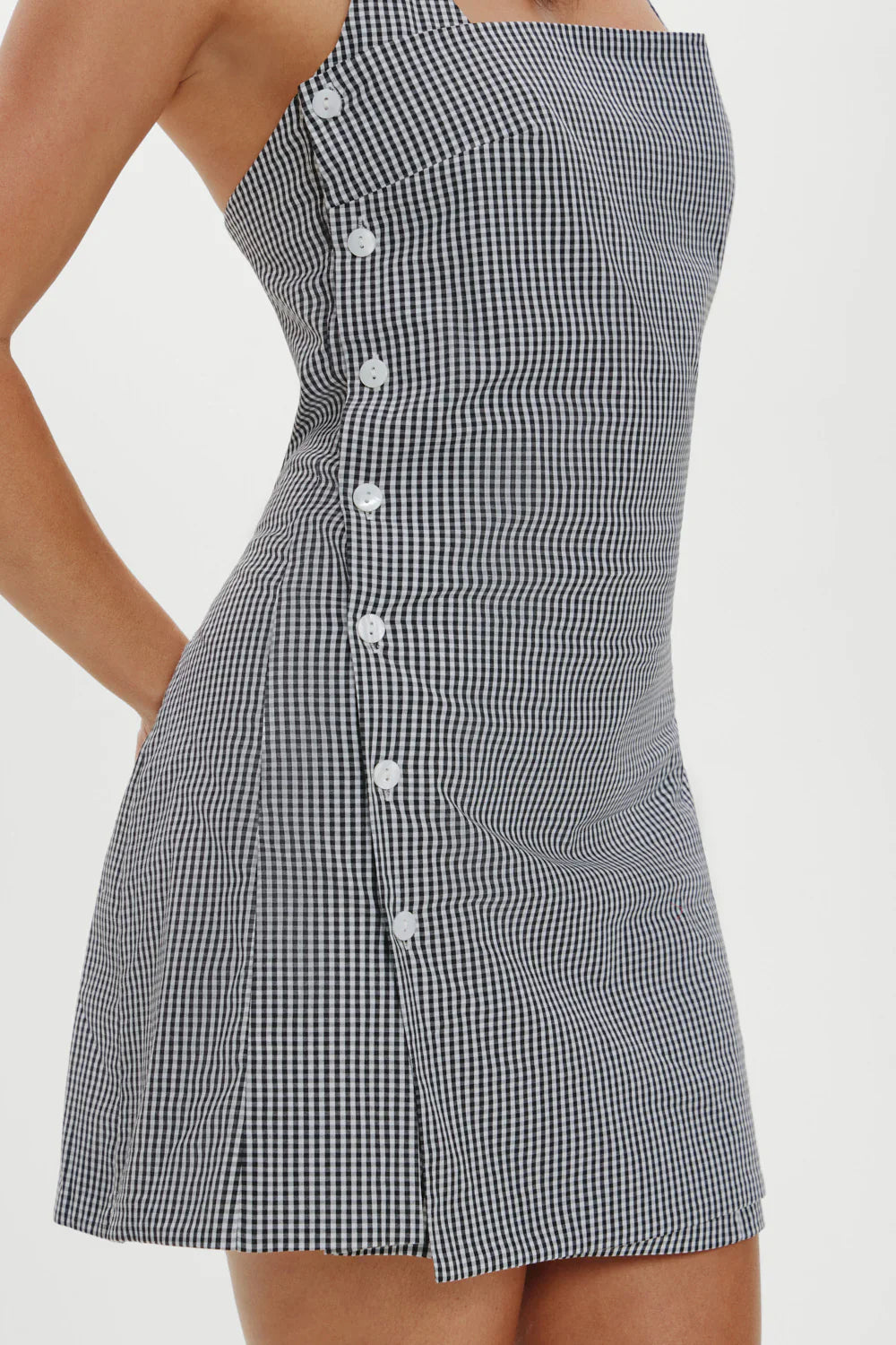 West Cotton Wrap Mini Dress - Morning Gingham