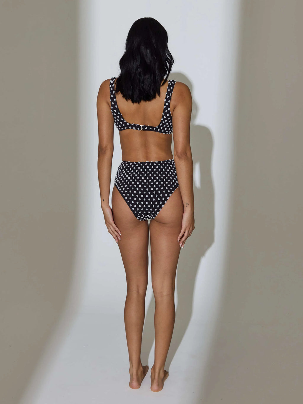 Jade Polka Dot Bikini Top in Black