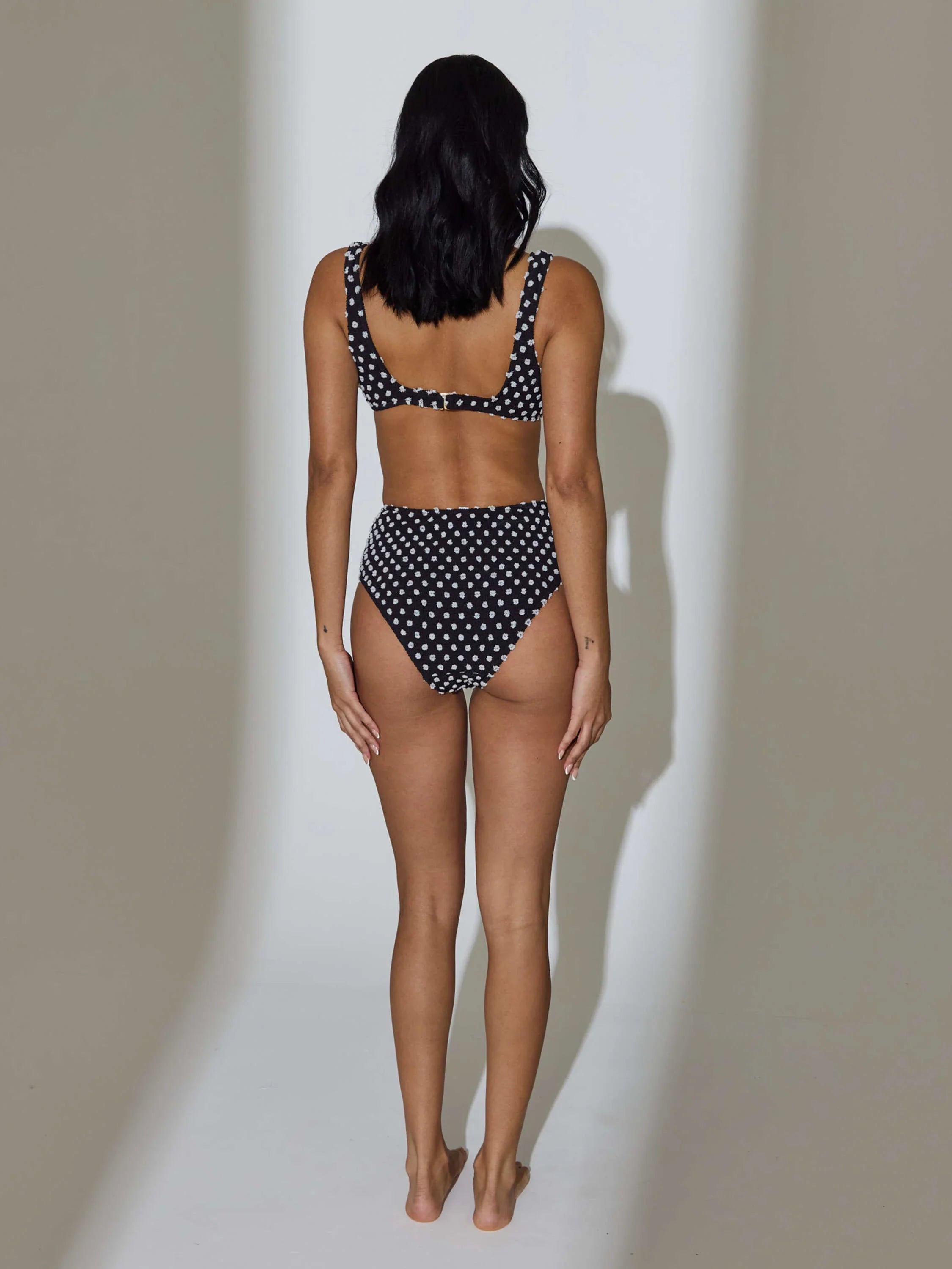 Jade Polka Dot Bikini Top in Black