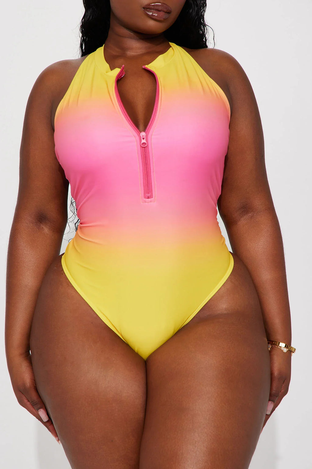 Evelyn Zip Up 1 Piece Swimsuit - Pink/combo