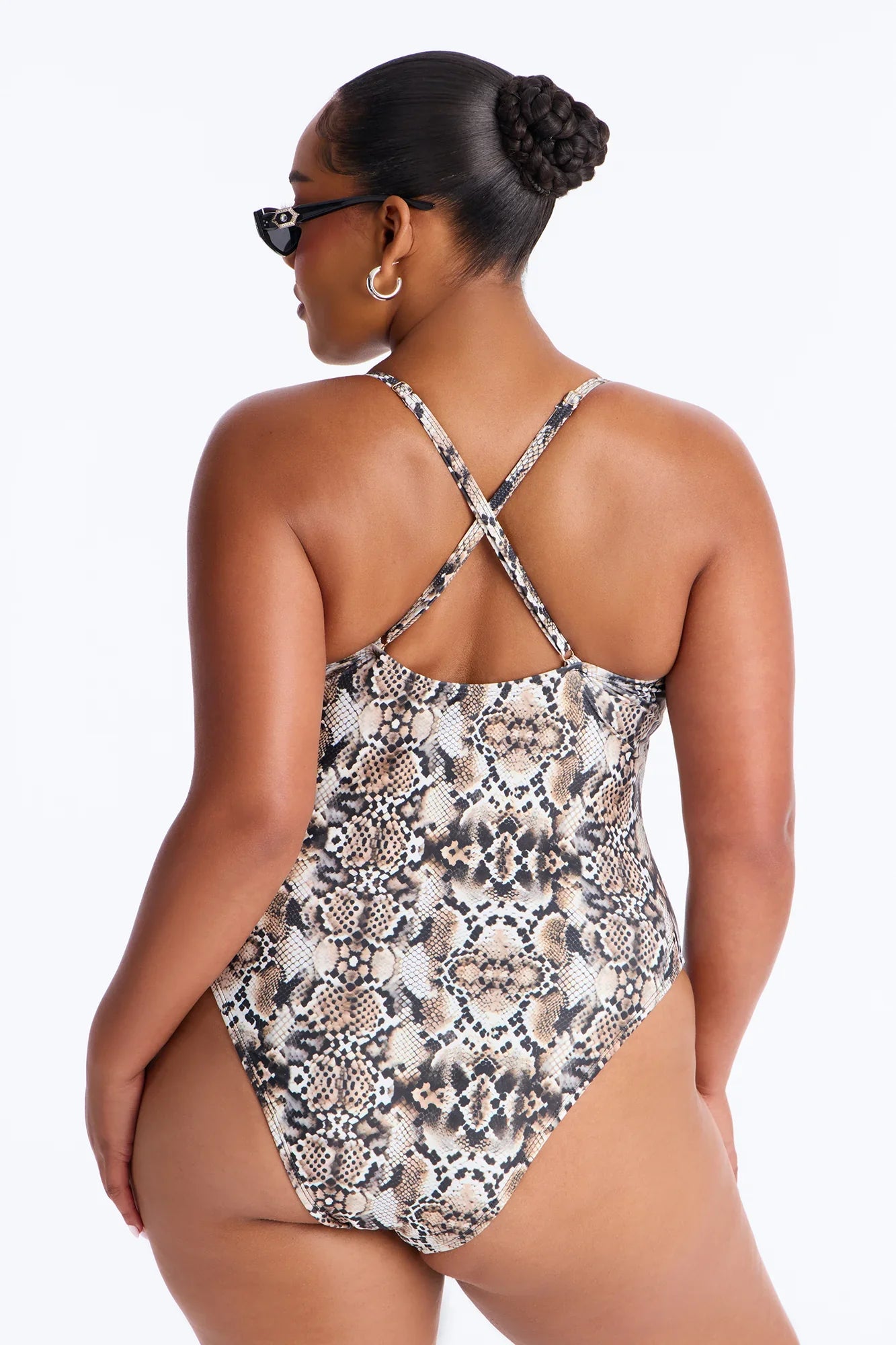 Adrienne Ribbed Snake Skin 1 Piece Swimsuit - Brown/combo