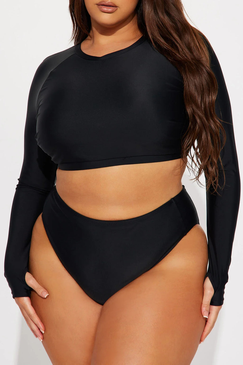 Sonya Long Sleeve 2 Piece Bikini - Black/Black