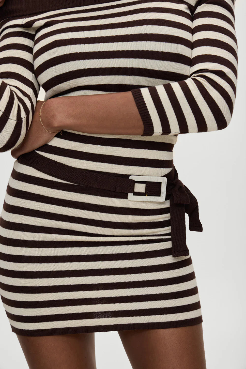 x BELLA HADID Saloon Knit Mini Dress - Cowboy Stripe
