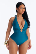 Ellie Plunge 1 Piece Swimsuit - Teal