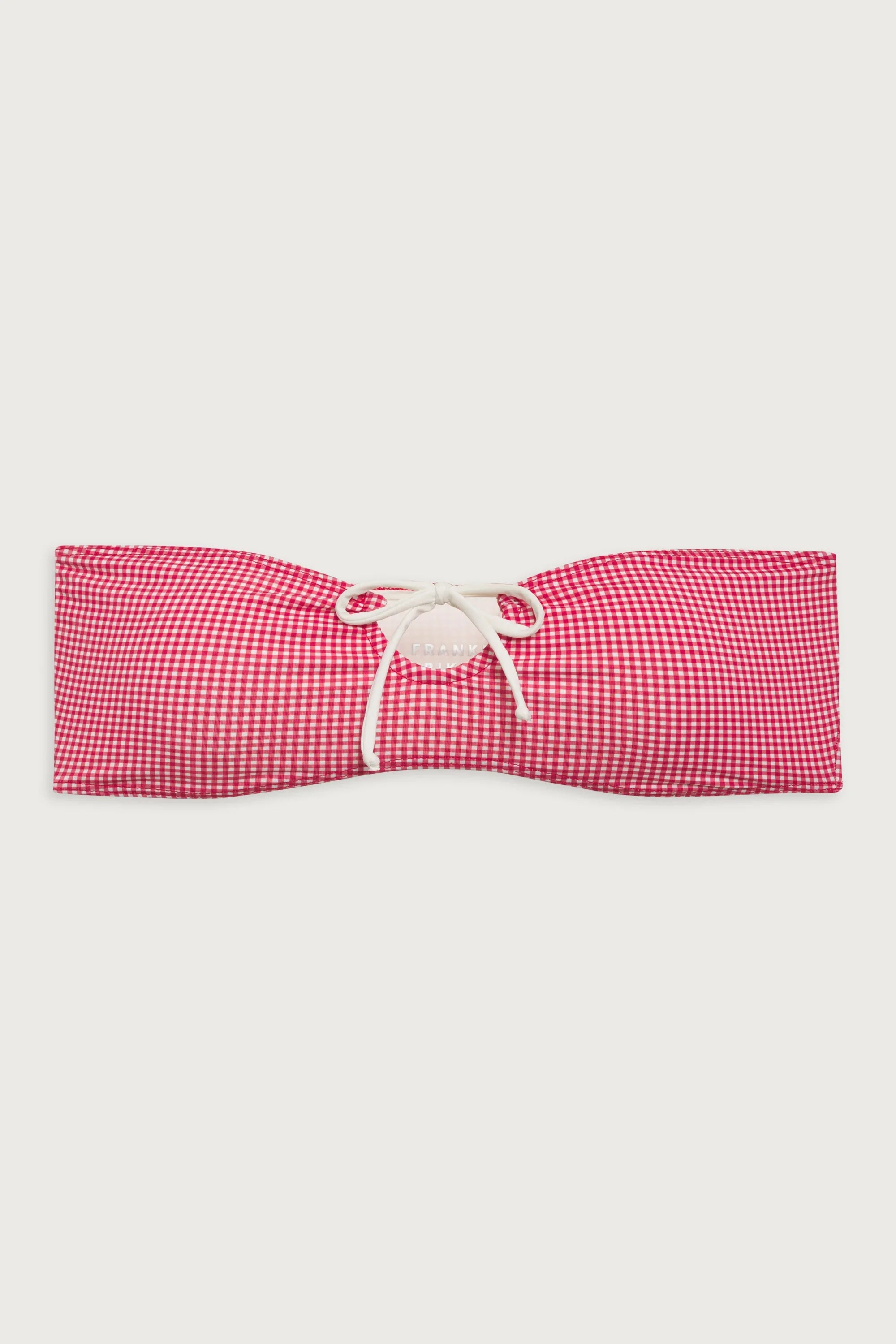 Meredith Bandeau Bikini Top - Ladybug Gingham