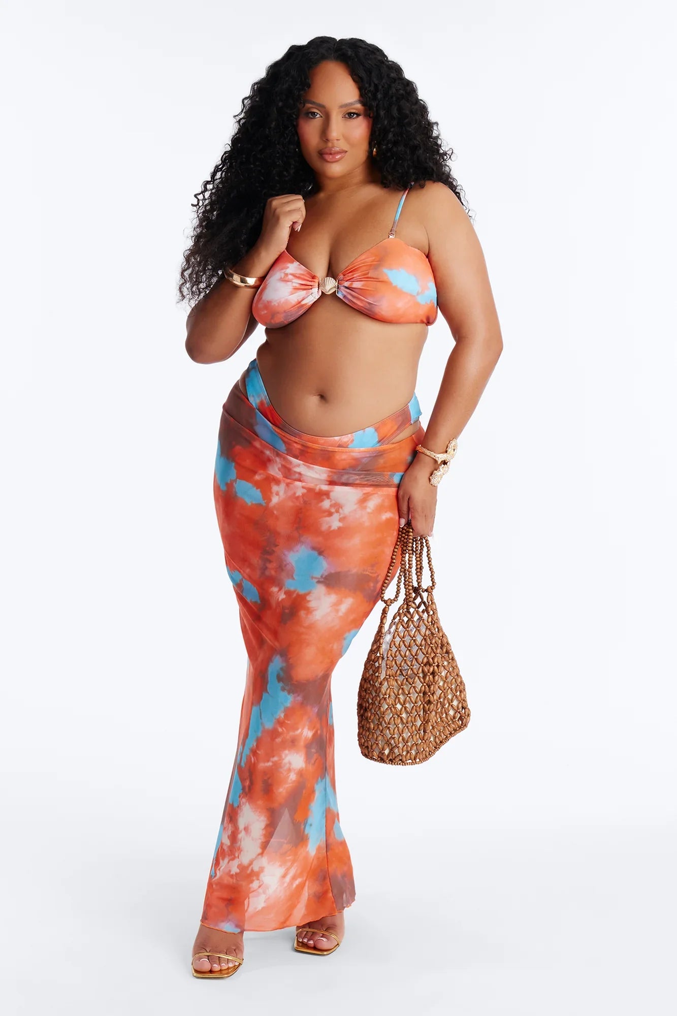 Vacation Forever Bikini And Sarong - Orange/combo
