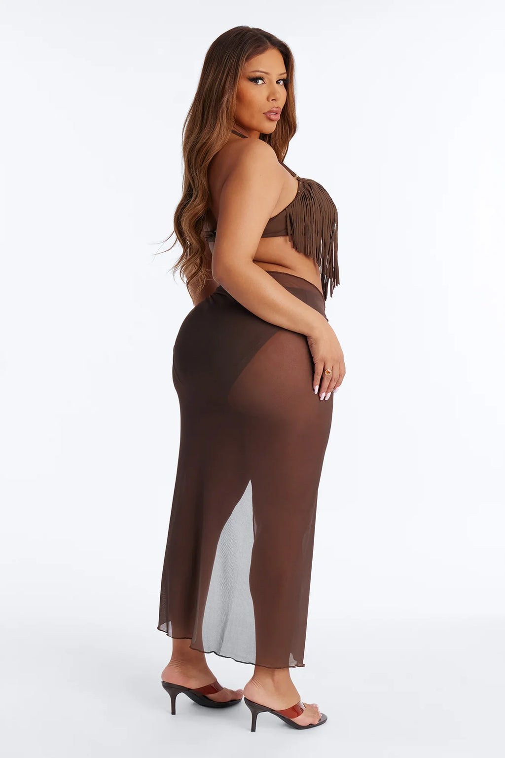 Sunkissed Mischief 3 Piece Fringe Bikini Set - Brown