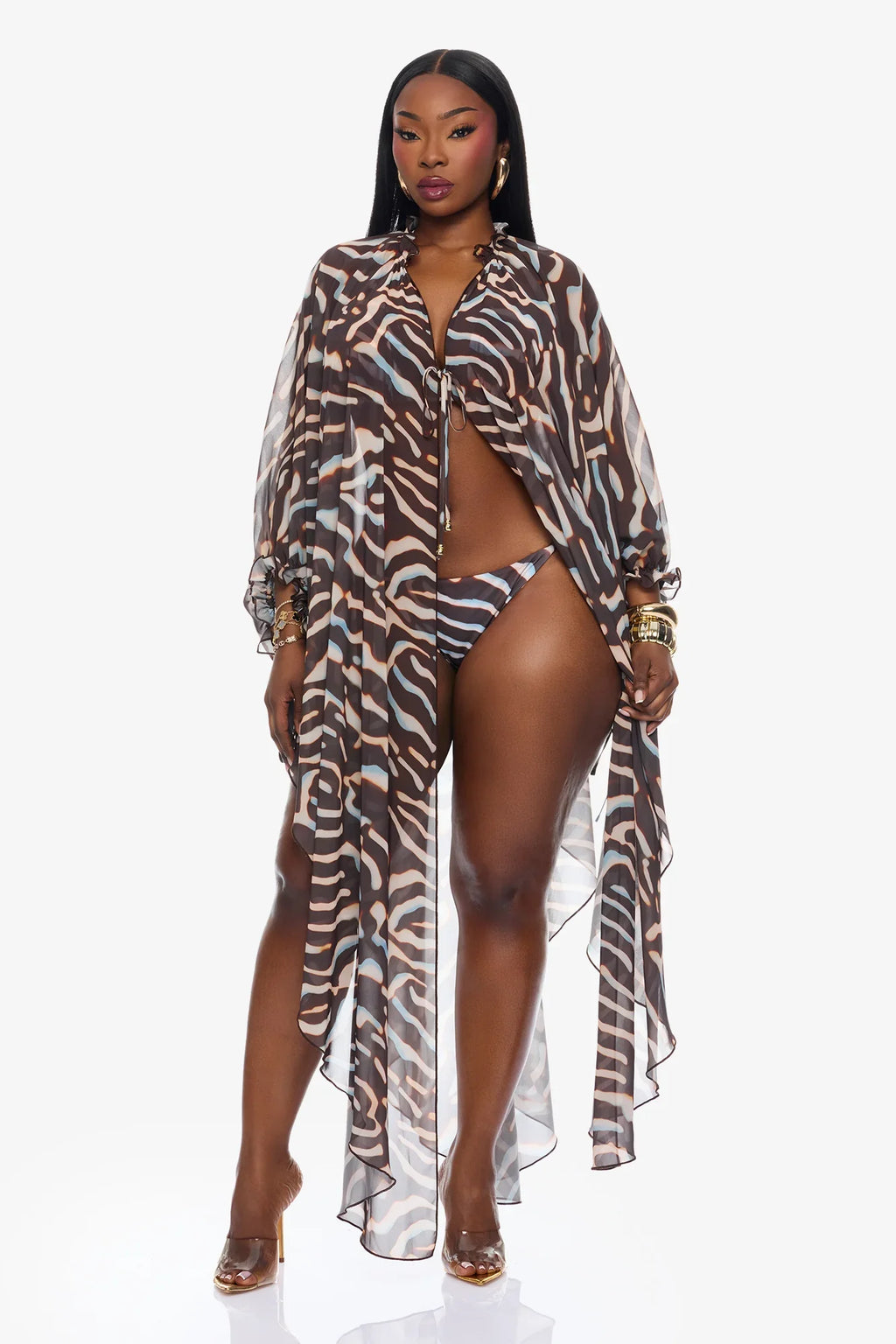 Golden Getaway 3 Piece Bikini Set - Brown/combo
