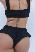 Pippa Eyelet Ruffle Bikini Bottom - Black