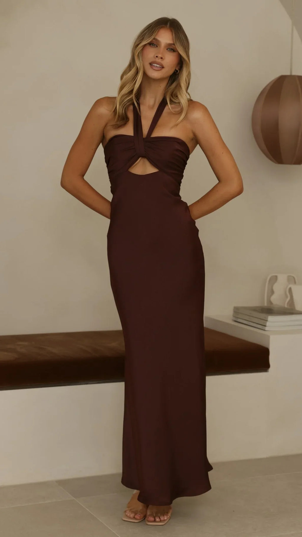 Grace Halter Maxi Dress - Chocolate