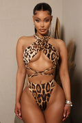 Pool Side Bae Wrapped Two Piece Swimsuit - Brown/combo
