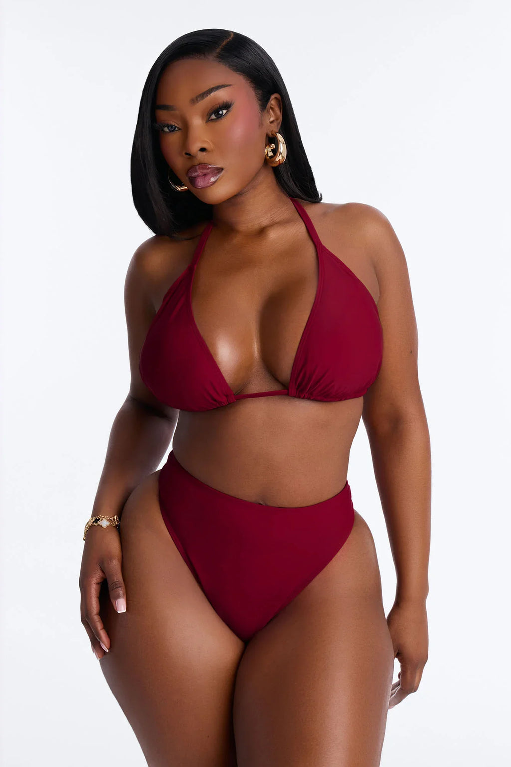 Maui Mix And Match Triangle Bikini Top - Burgundy