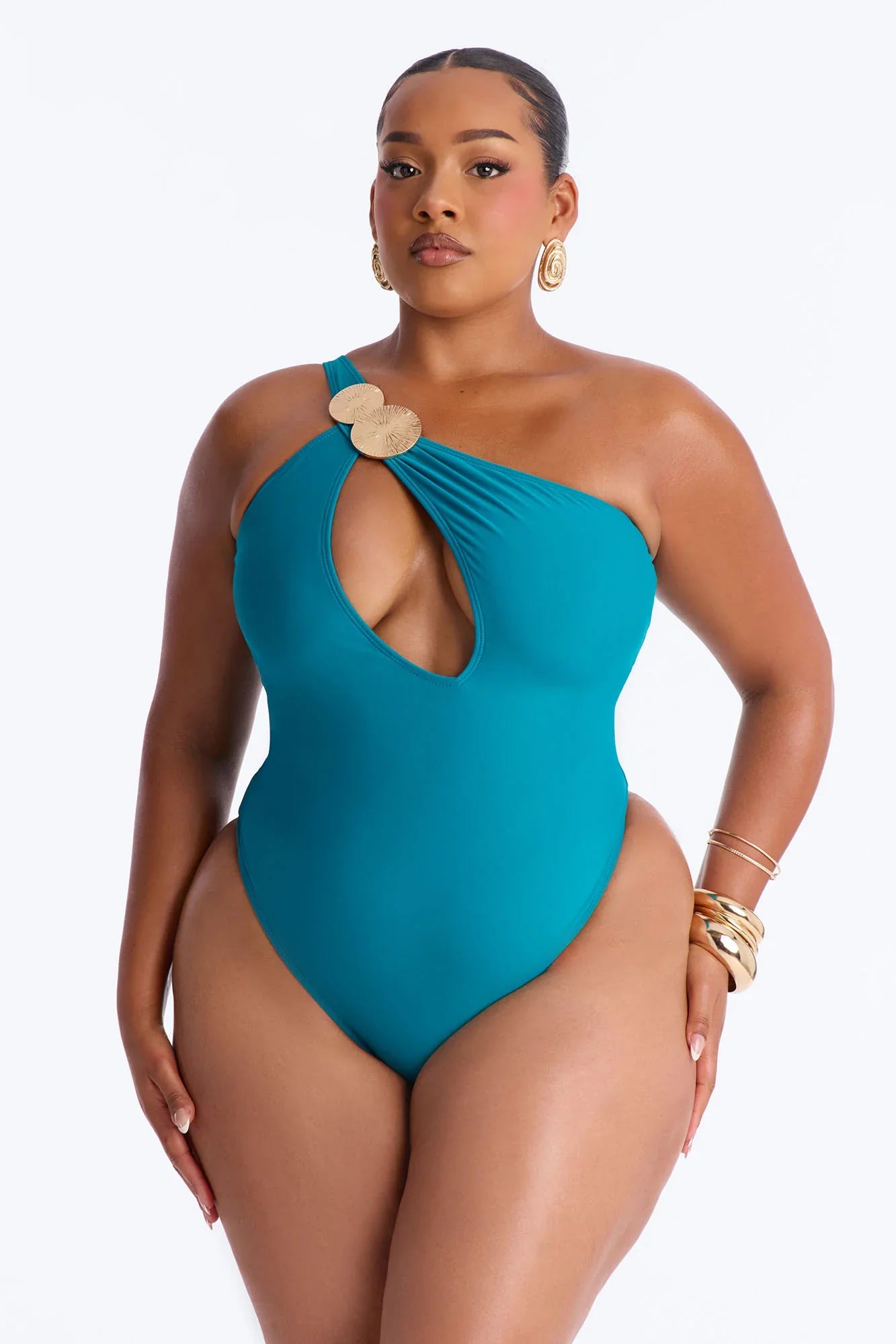 Perfect Waves Hardware Cutout 1 Piece Swimsuit - Teal
