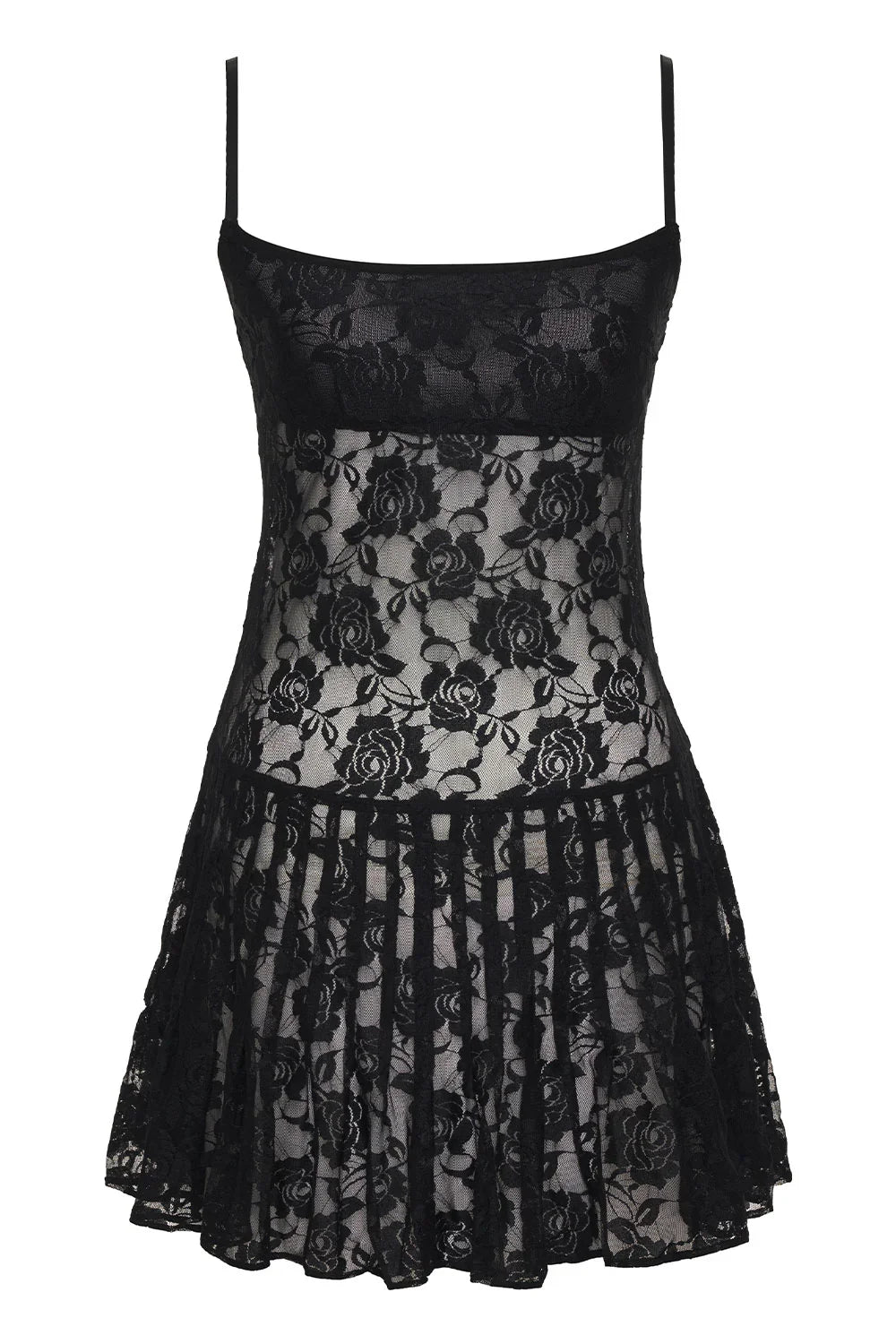 Carlotta Lace Mini Dress - Black
